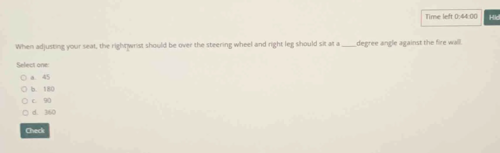 when adjusting your seat, the right wrist should be over the steering w…