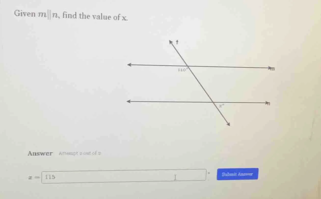 given ( m parallel n ), find the value of ( x ).