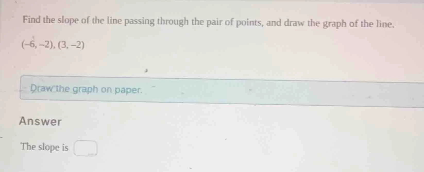find the slope of the line passing through the pair of points, and draw…