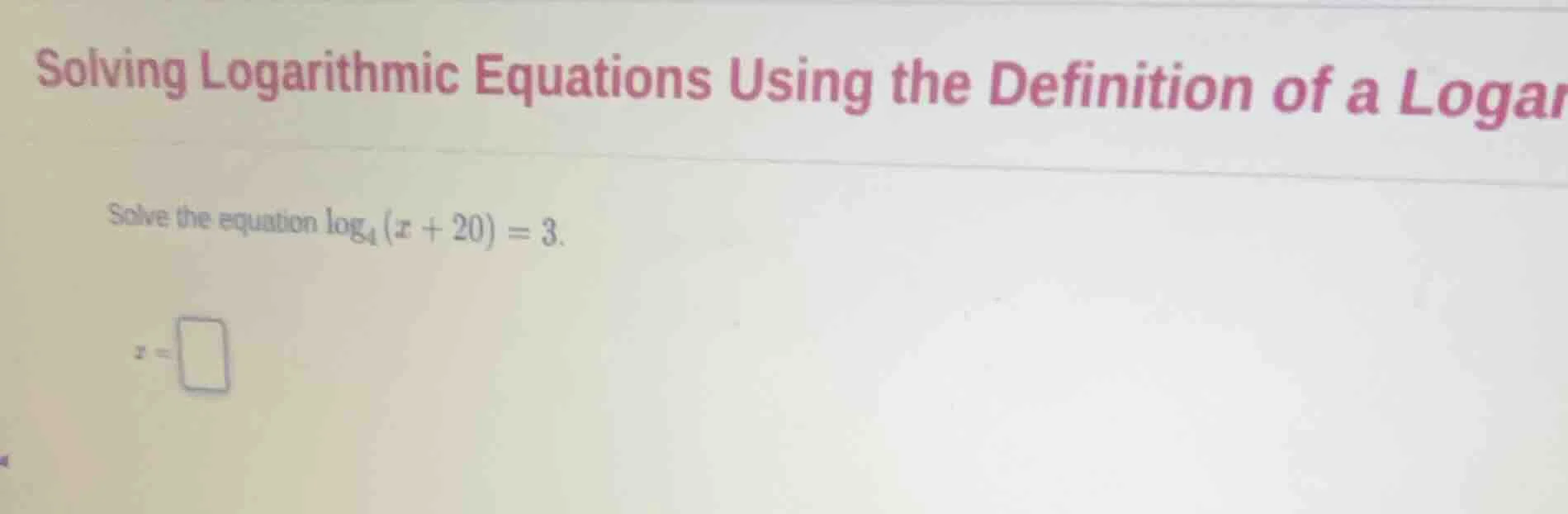 solving logarithmic equations using the definition of a logar solve the…
