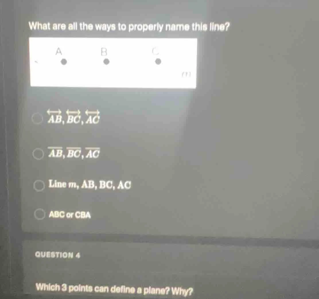 what are all the ways to properly name this line? a b c m \\(\\overleft…