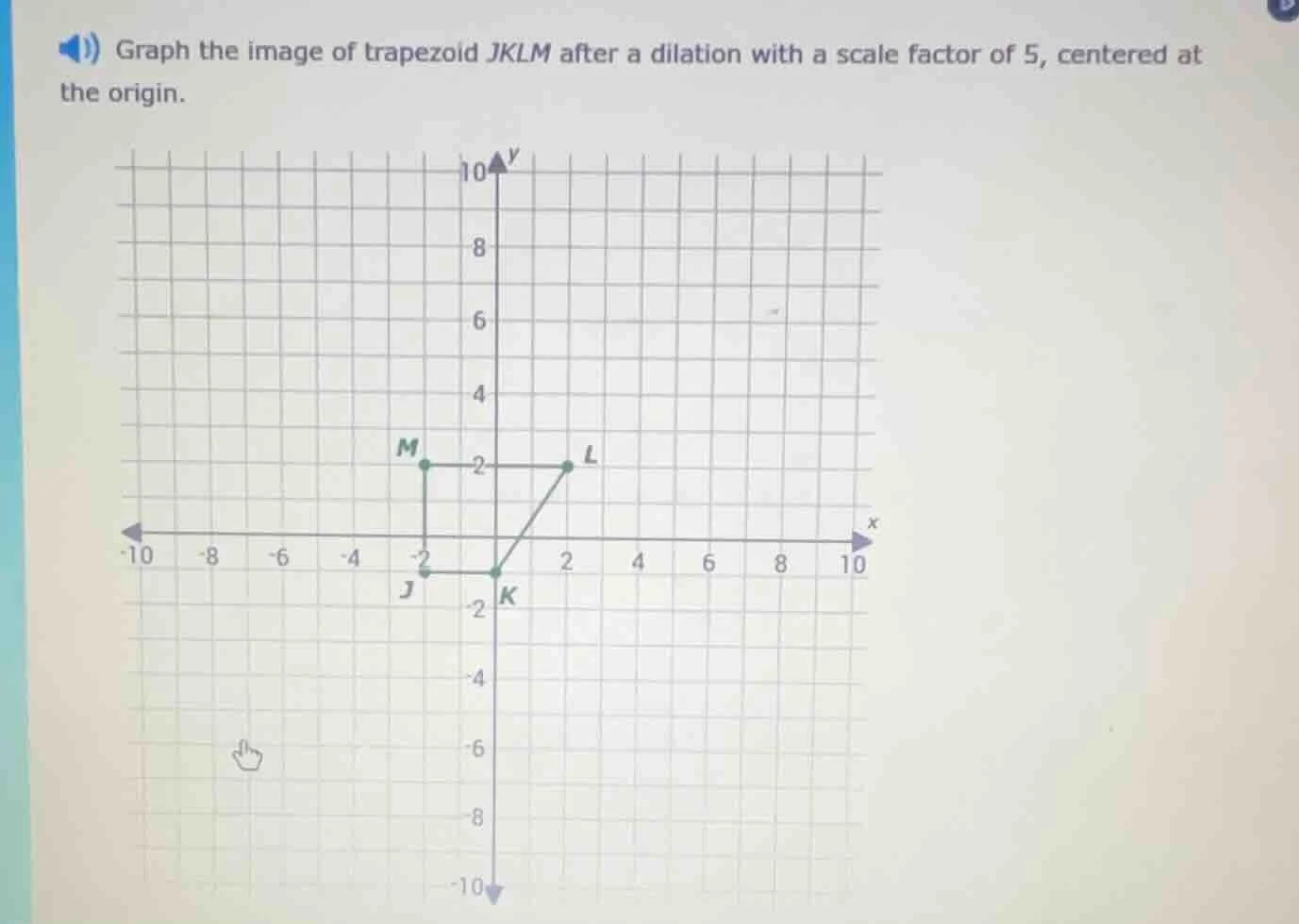 graph the image of trapezoid jklm after a dilation with a scale factor …