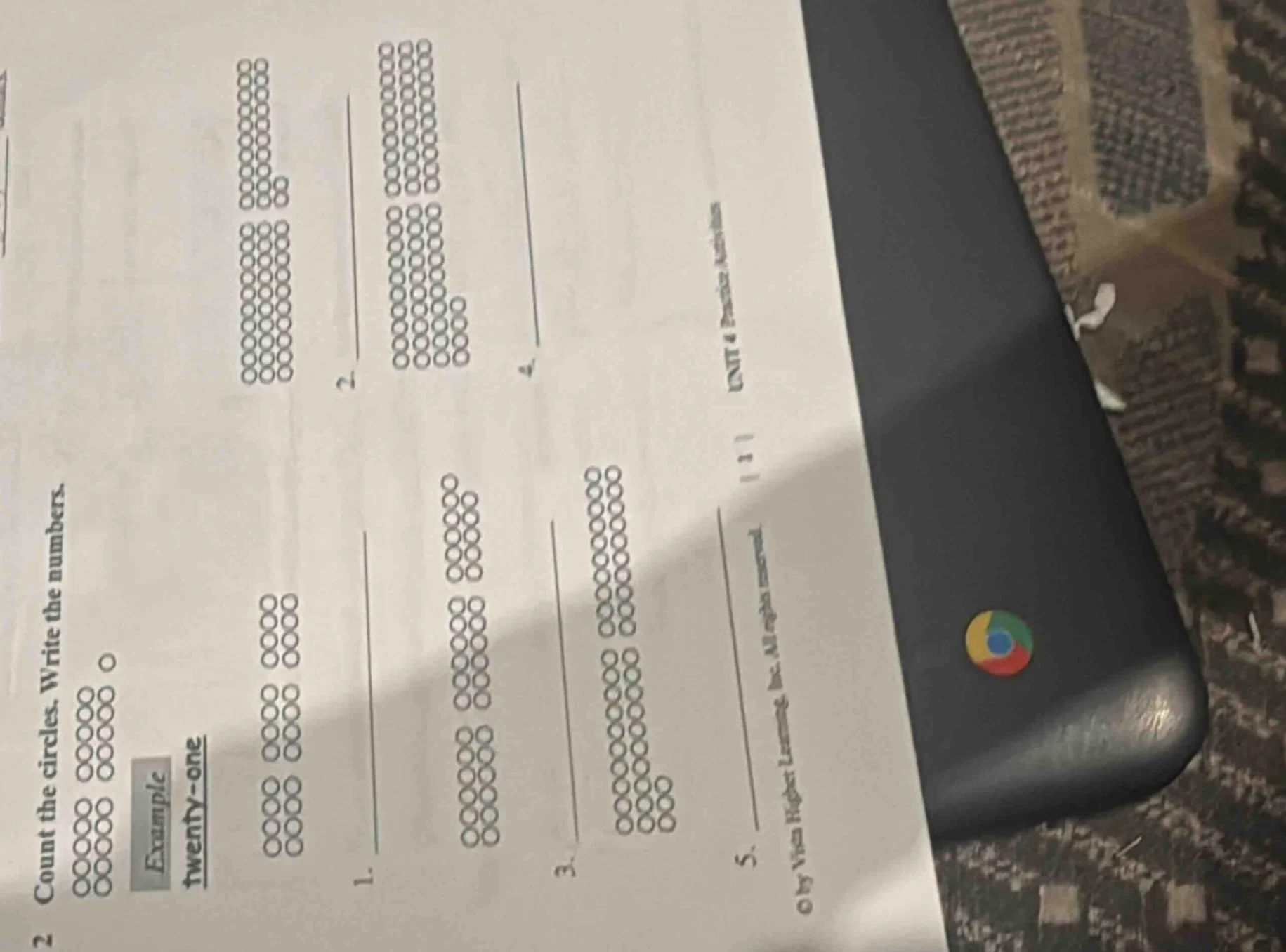 count the circles. write the numbers. example twenty - one 1. 2. 3. 4. …