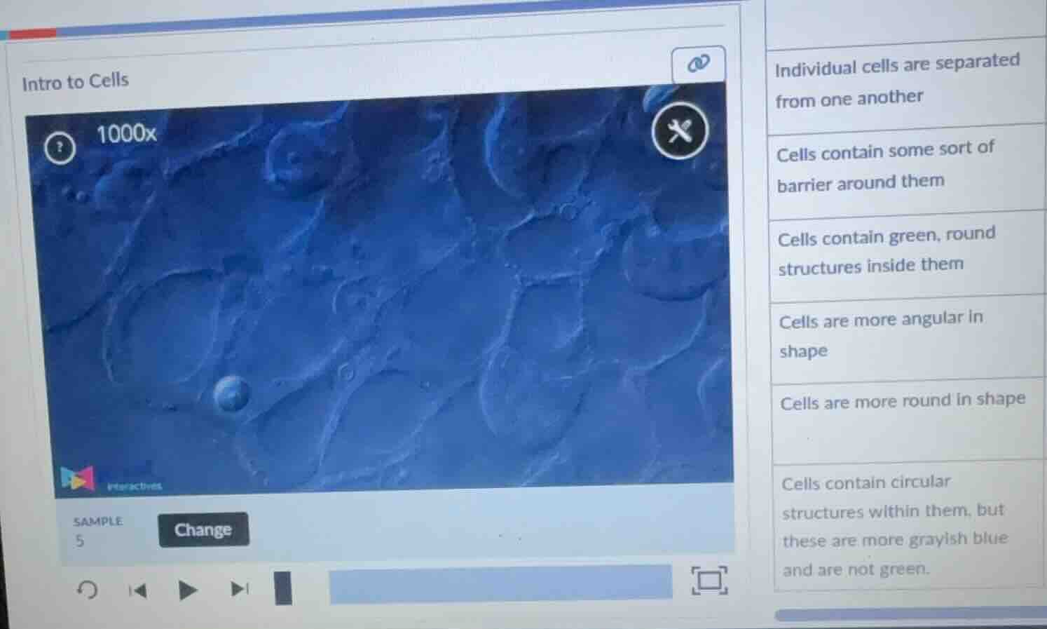 intro to cells sample 5 change individual cells are separated from one …
