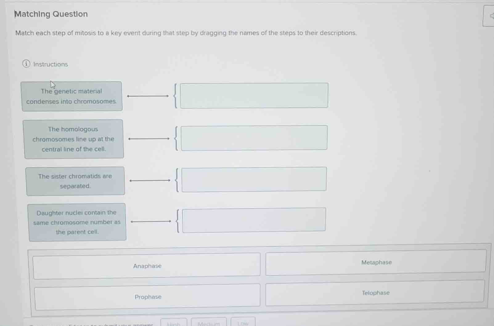 matching question match each step of mitosis to a key event during that…