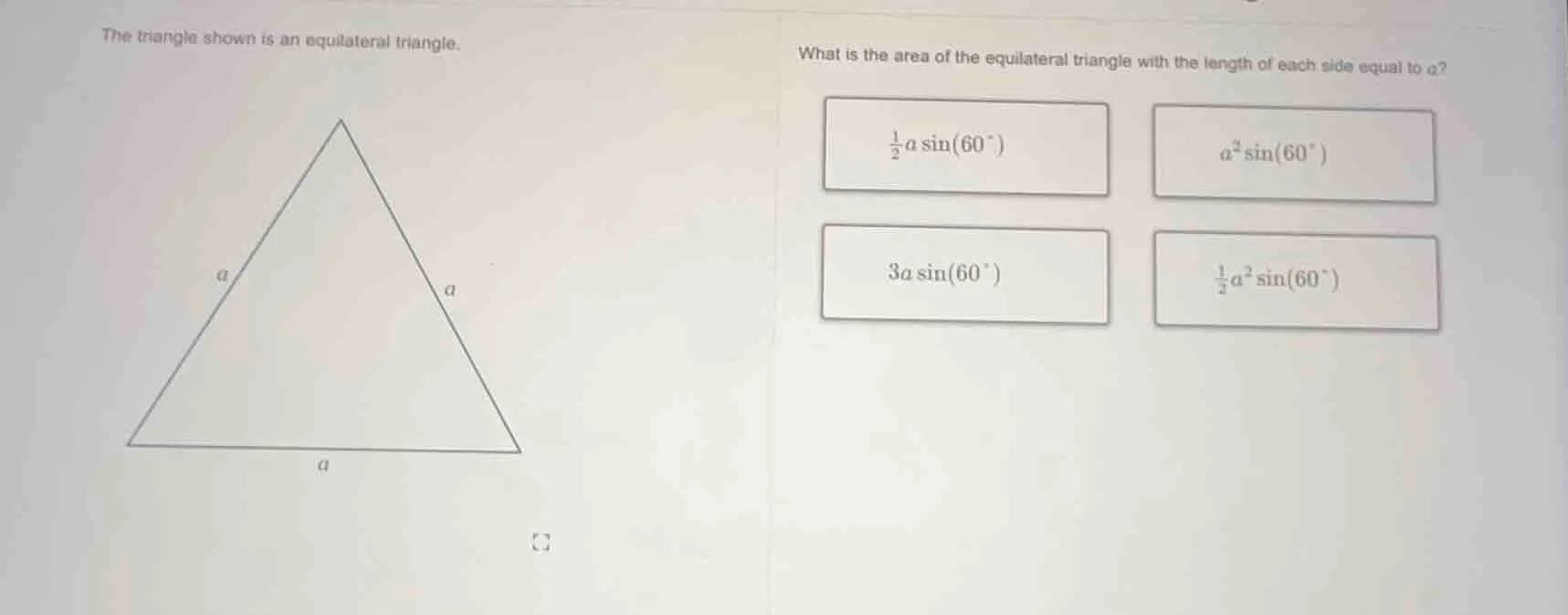 the triangle shown is an equilateral triangle. what is the area of the …