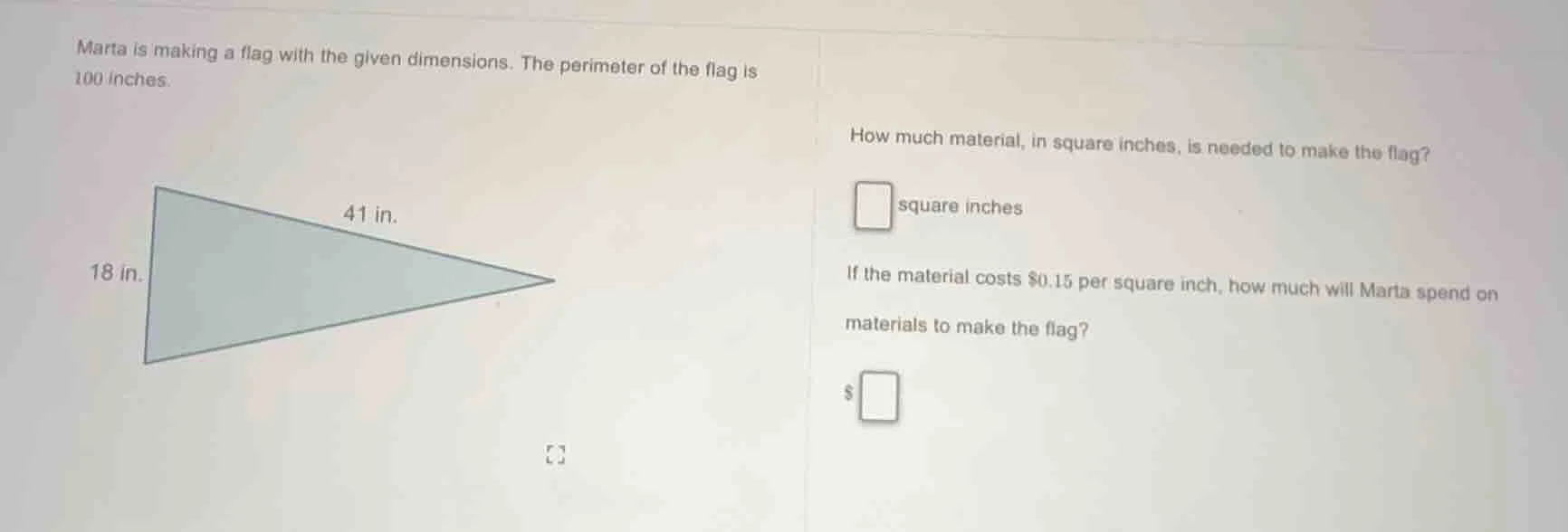 marta is making a flag with the given dimensions. the perimeter of the …