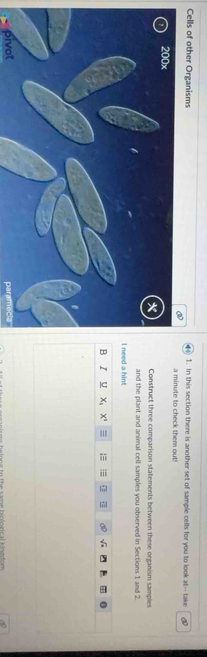 cells of other organisms 200x paramecia 1. in this section there is ano…