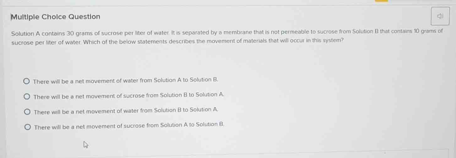 multiple choice question solution a contains 30 grams of sucrose per li…