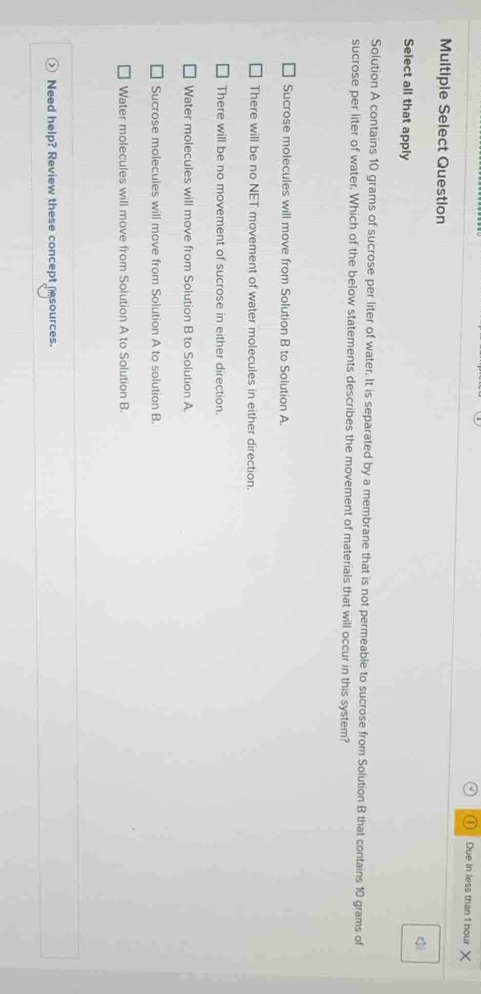 multiple select question select all that apply solution a contains 10 g…