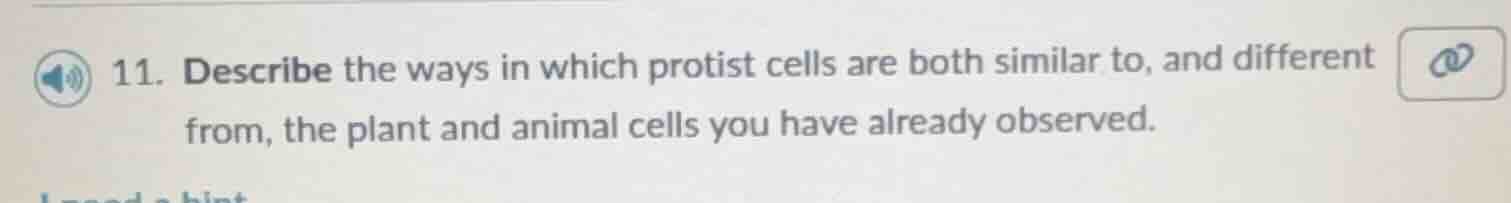 11. describe the ways in which protist cells are both similar to, and d…
