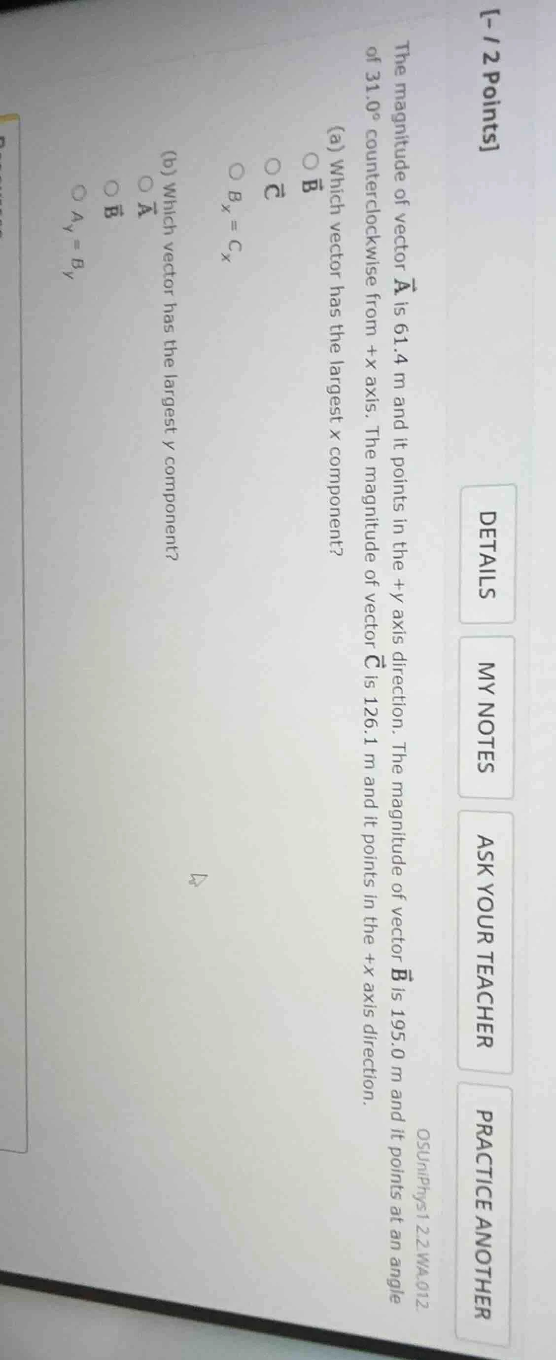 the magnitude of vector \\(\\vec{a}\\) is 61.4 m and it points in the +…