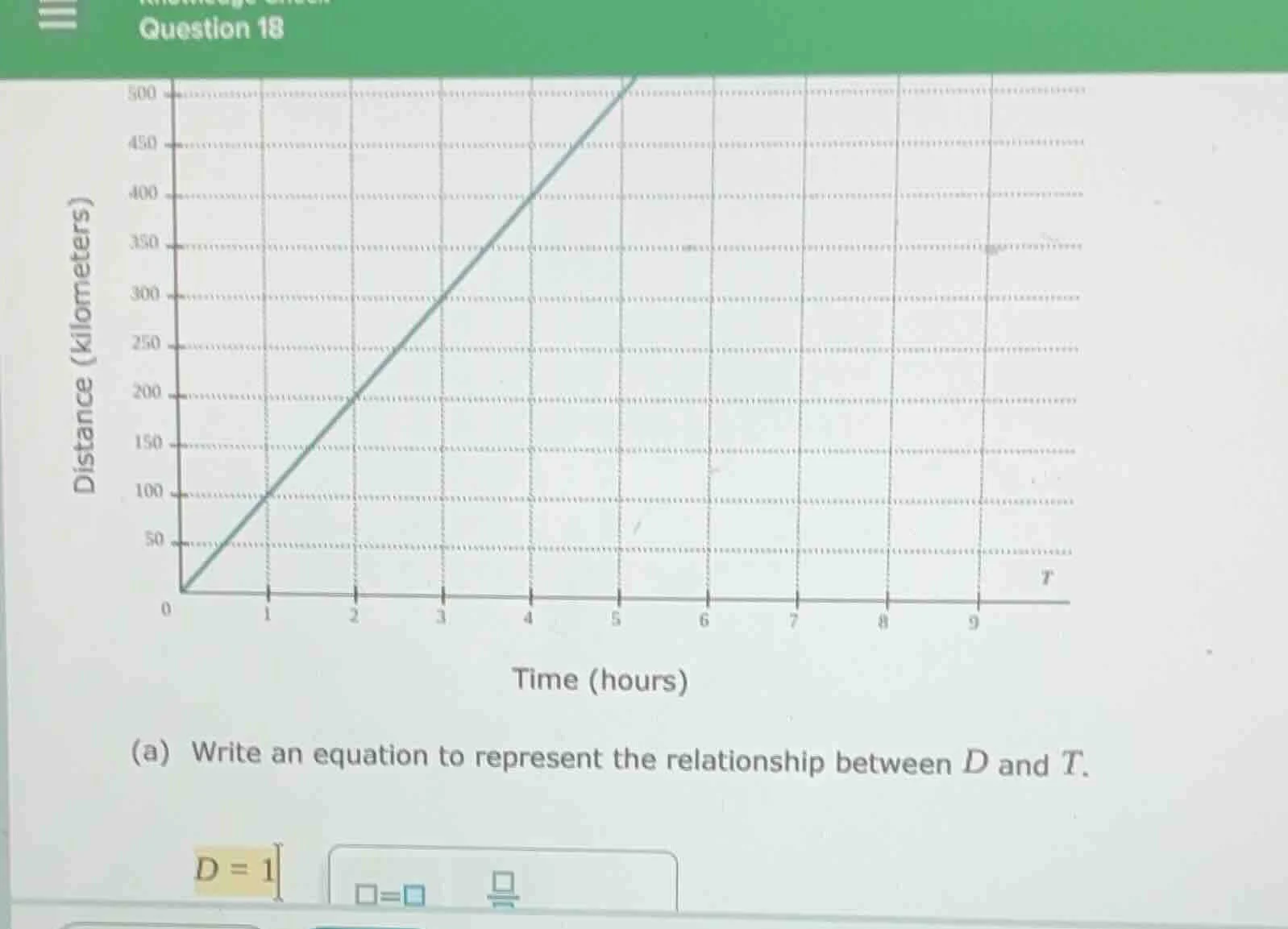 question 18 (a) write an equation to represent the relationship between…