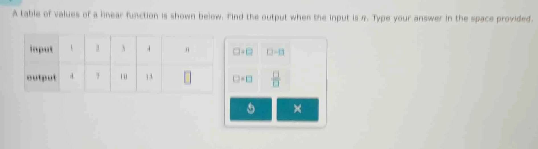 a table of values of a linear function is shown below. find the output …