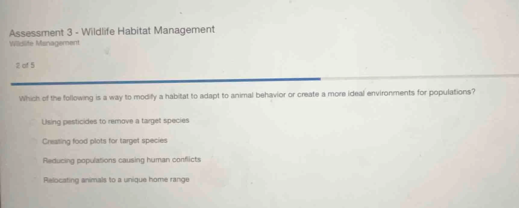 assessment 3 - wildlife habitat management wildlife management 2 of 5 w…