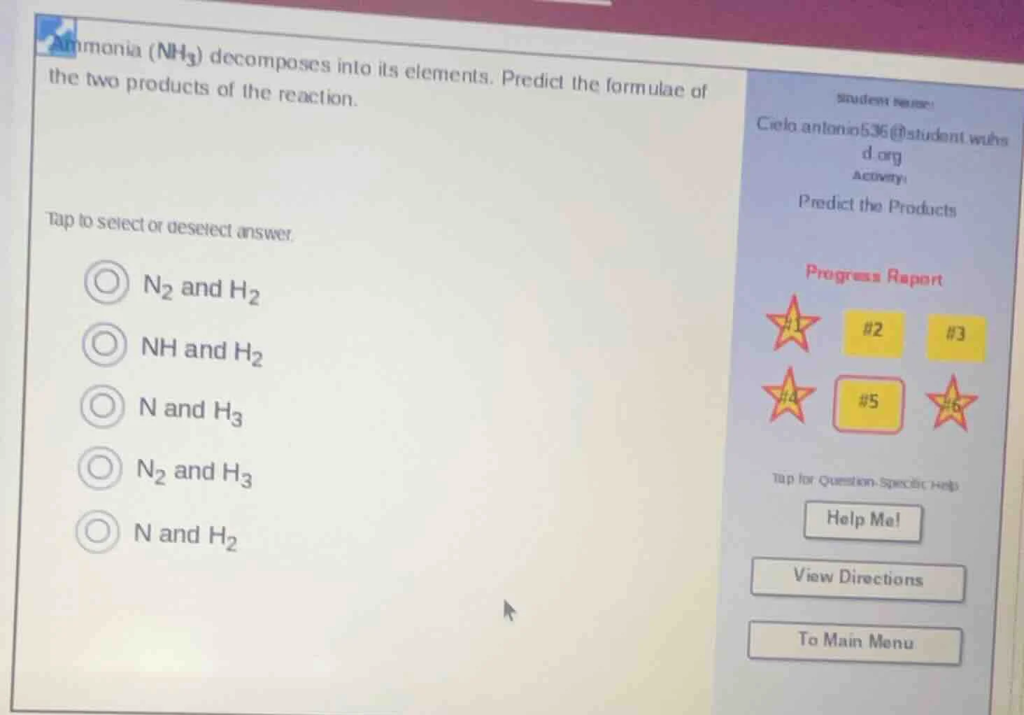 ammonia ($nh_3$) decomposes into its elements. predict the formulae of …