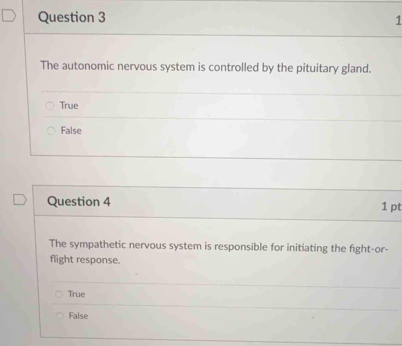 question 3 the autonomic nervous system is controlled by the pituitary …