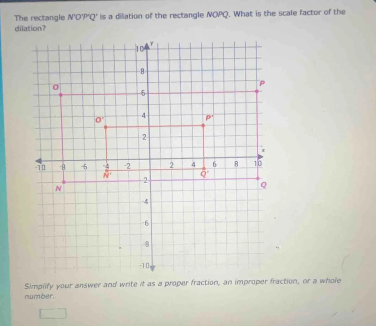 the rectangle nopq is a dilation of the rectangle nopq. what is the sca…