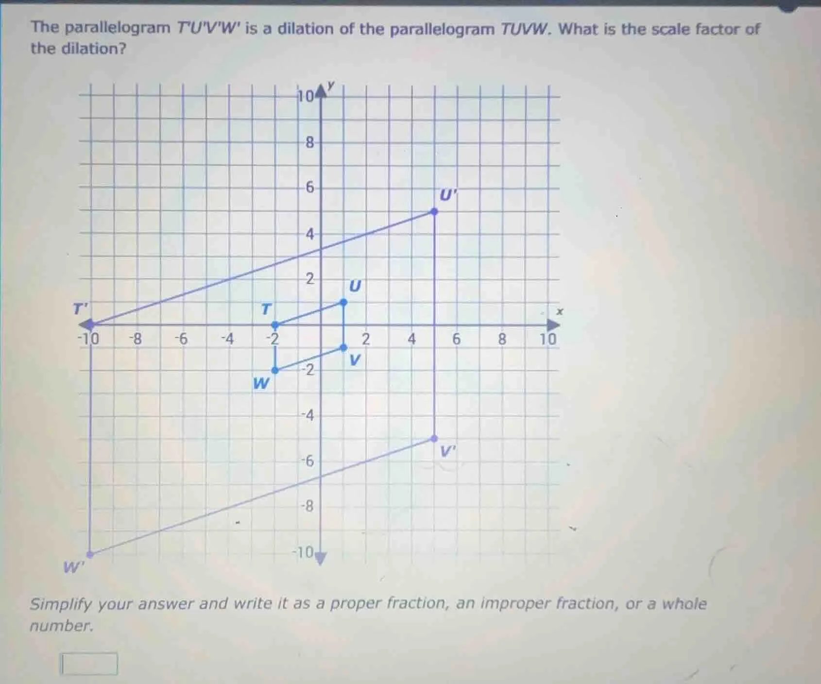 the parallelogram tuvw is a dilation of the parallelogram tuvw. what is…