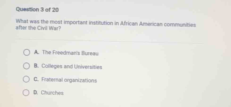 question 3 of 20 what was the most important institution in african ame…