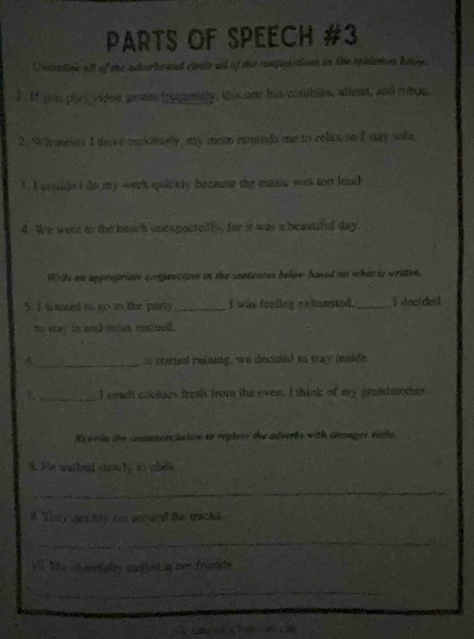 parts of speech #3 underline all of the adverbial clause and of the con…