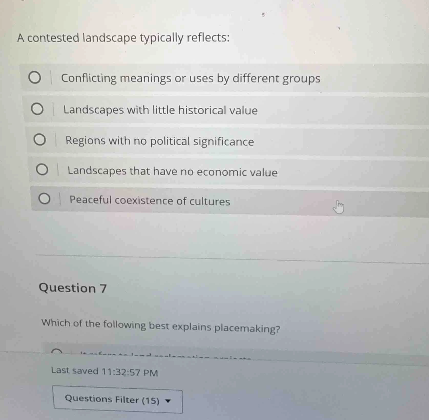 a contested landscape typically reflects: - conflicting meanings or use…