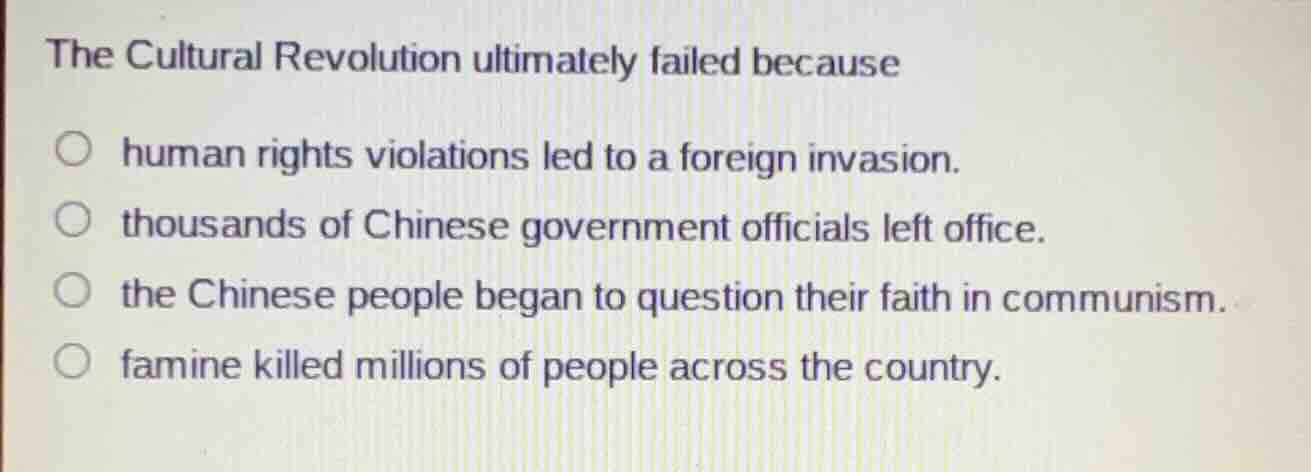 the cultural revolution ultimately failed because human rights violatio…