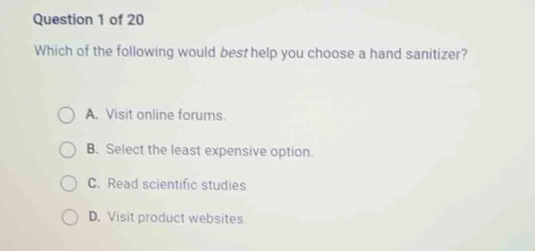 question 1 of 20 which of the following would best help you choose a ha…