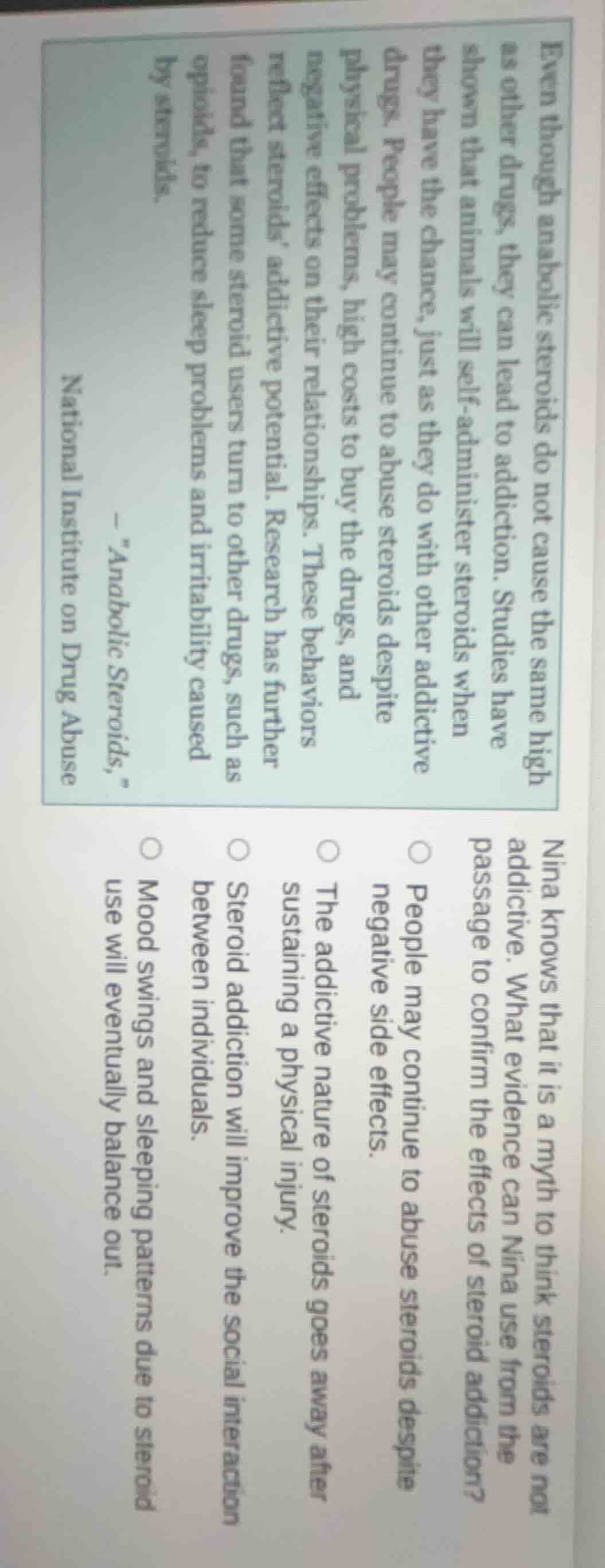 even though anabolic steroids do not cause the same high as other drugs…