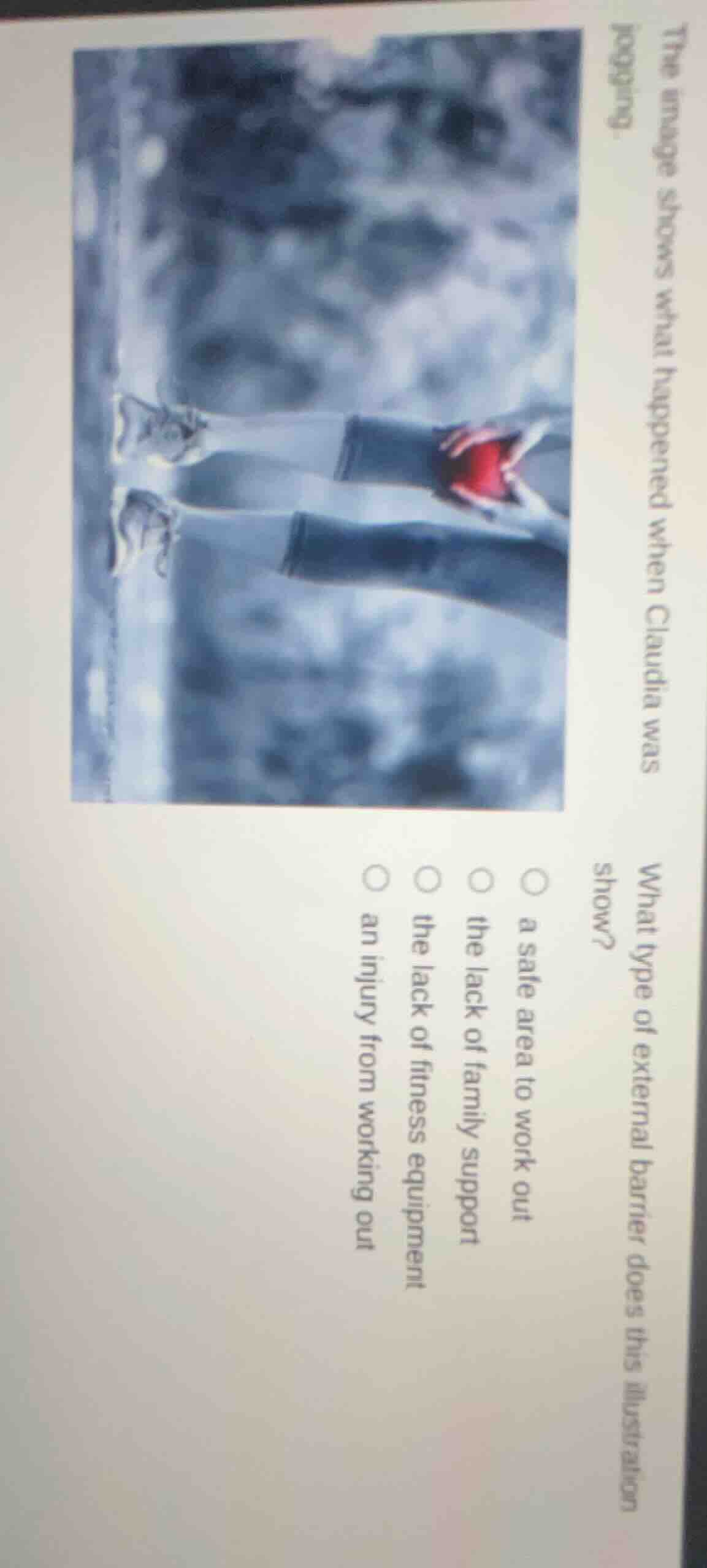 the image shows what happened when claudia was hopping. what type of ex…