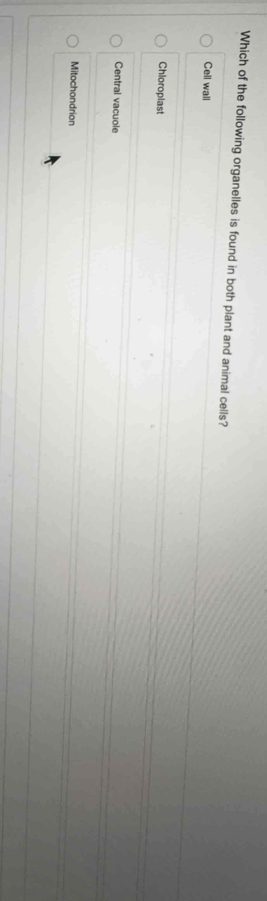 which of the following organelles is found in both plant and animal cel…