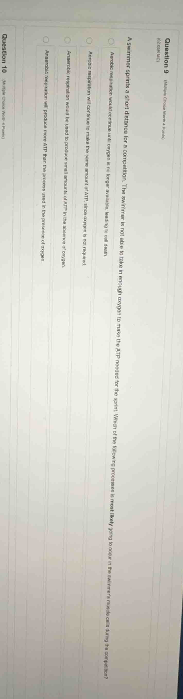 question 9 (multiple choice worth 4 points) (02.058.r mc) a swimmer spr…