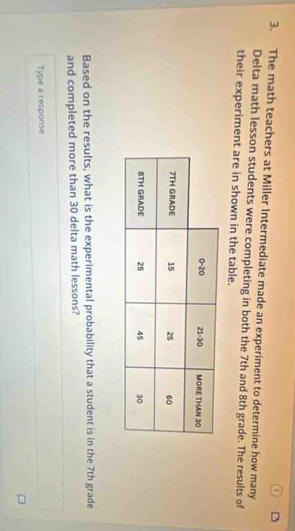 3. the math teachers at miller intermediate made an experiment to deter…