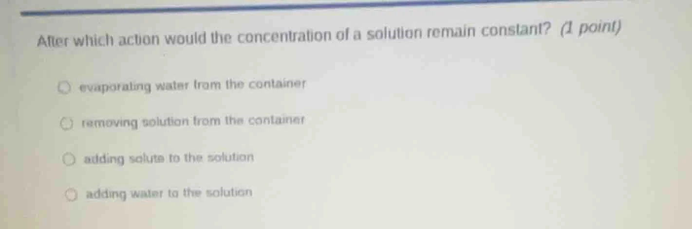 after which action would the concentration of a solution remain constan…