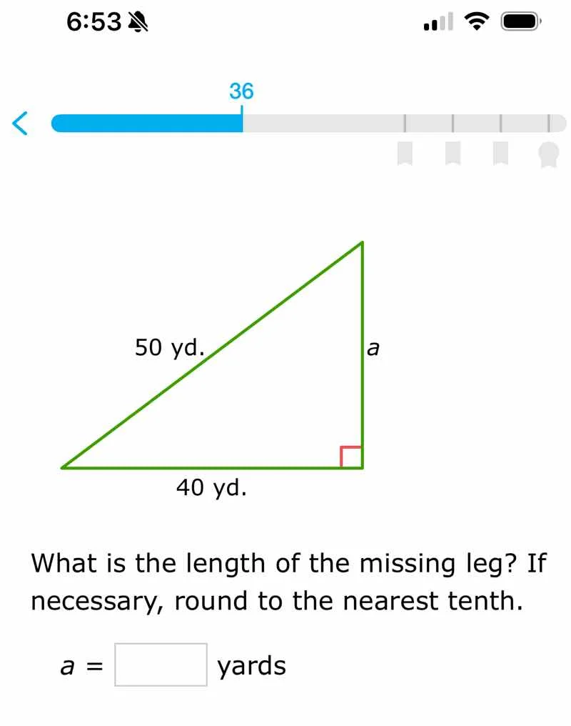 what is the length of the missing leg? if necessary, round to the neare…