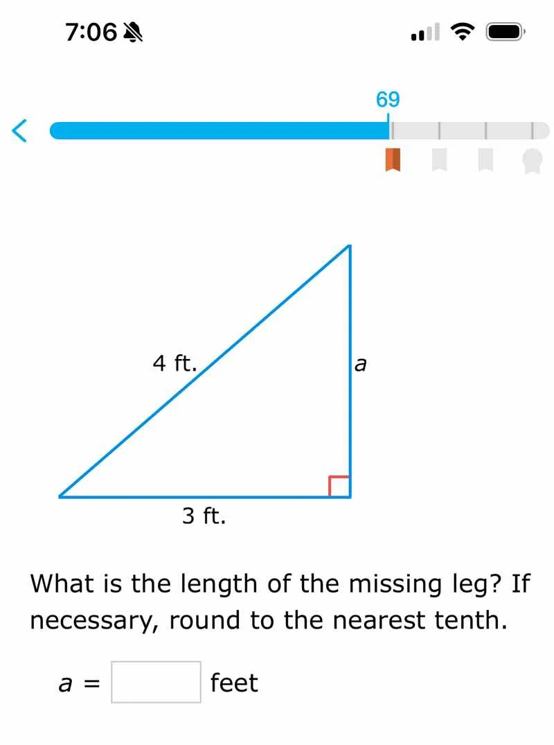 what is the length of the missing leg? if necessary, round to the neare…
