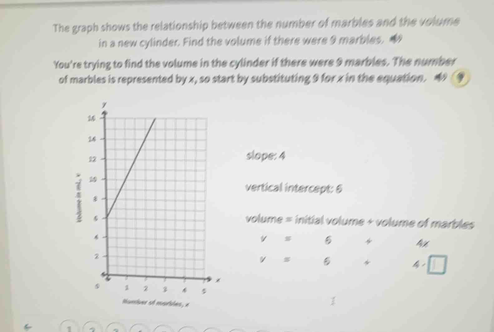 the graph shows the relationship between the number of marbles and the …