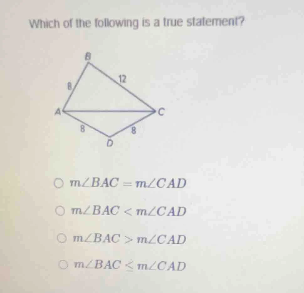 which of the following is a true statement? options: - ( mangle bac = m…