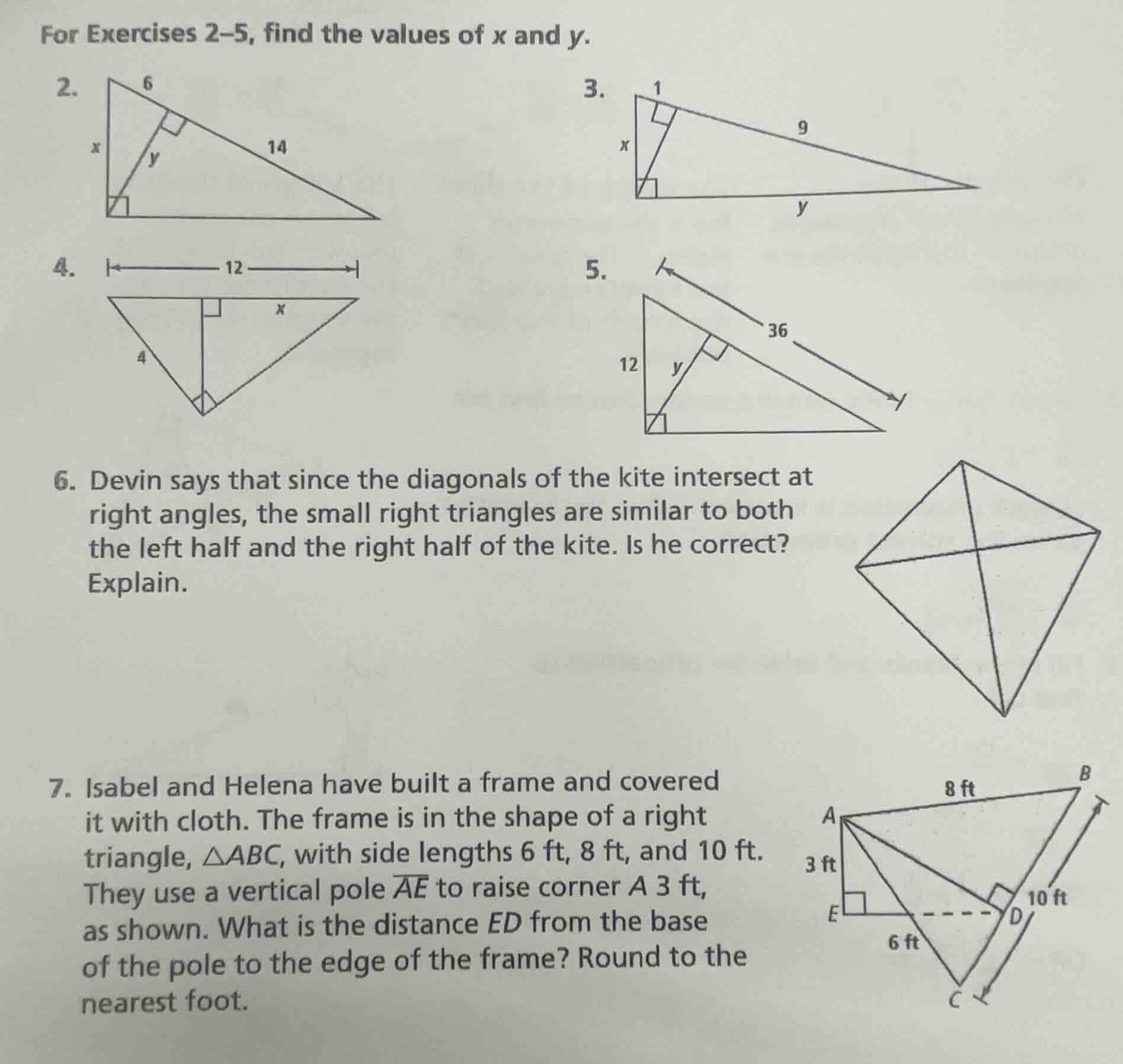 for exercises 2–5, find the values of x and y. 2. 3. 4. 5. 6. devin say…