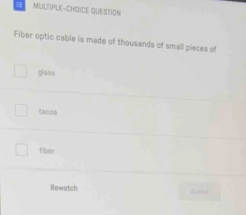 multiple-choice question fiber optic cable is made of thousands of smal…