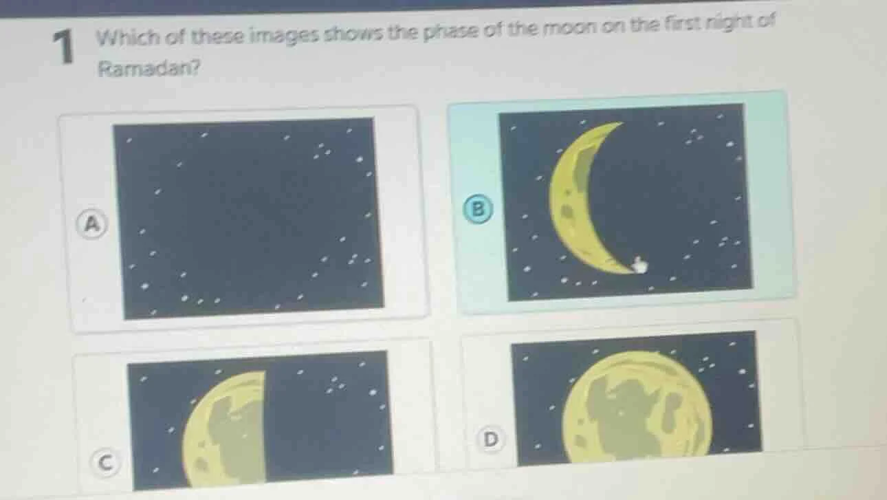 1 which of these images shows the phase of the moon on the first night …
