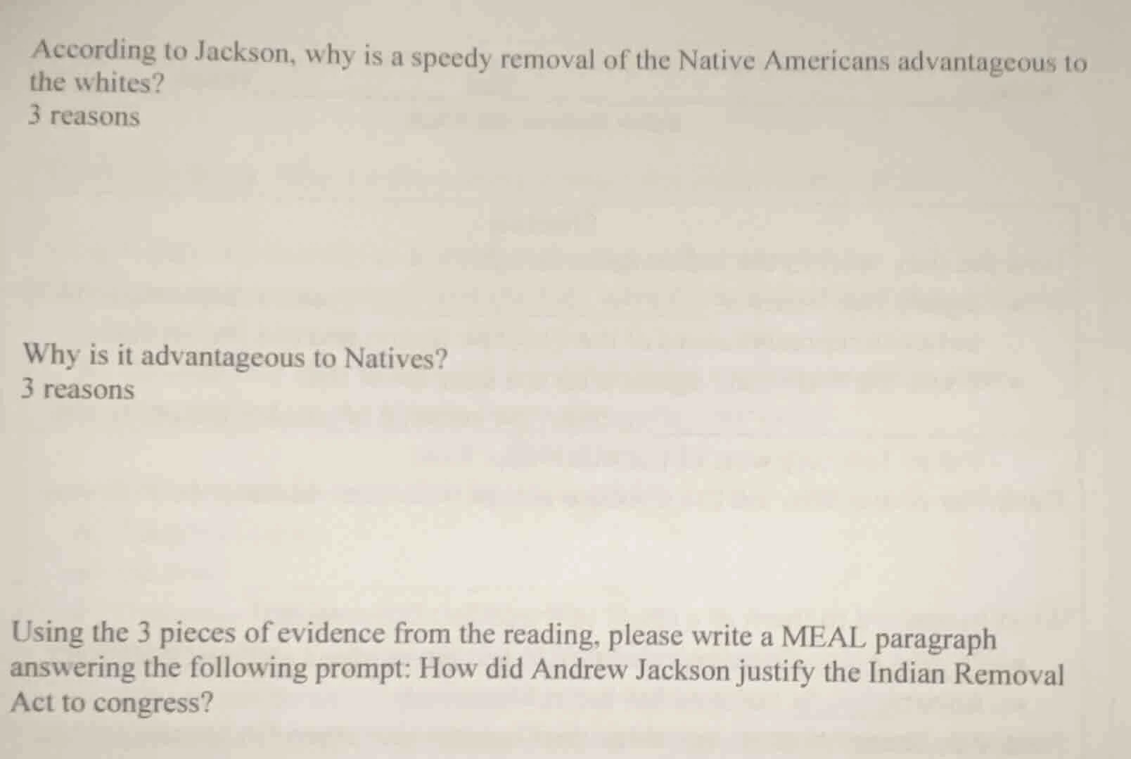 according to jackson, why is a speedy removal of the native americans a…