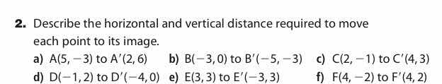 2. describe the horizontal and vertical distance required to move each …