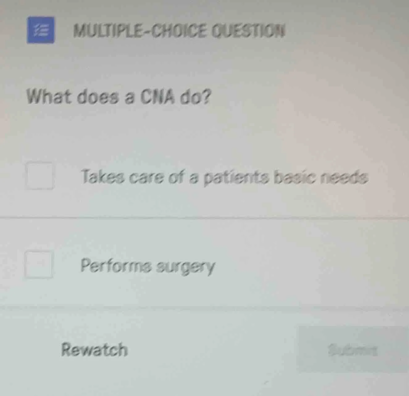 multiple-choice question what does a cna do? takes care of a patients b…