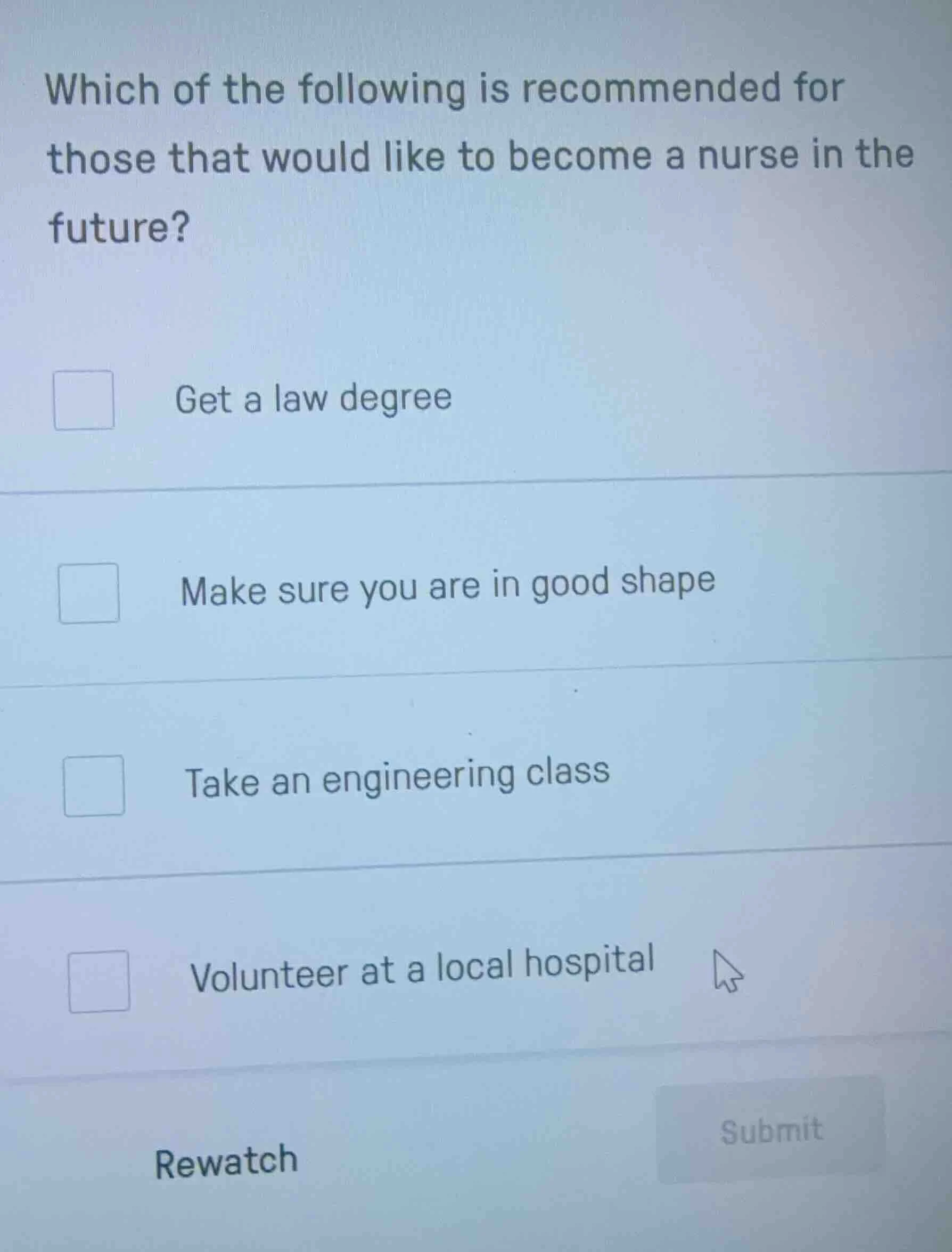 which of the following is recommended for those that would like to beco…