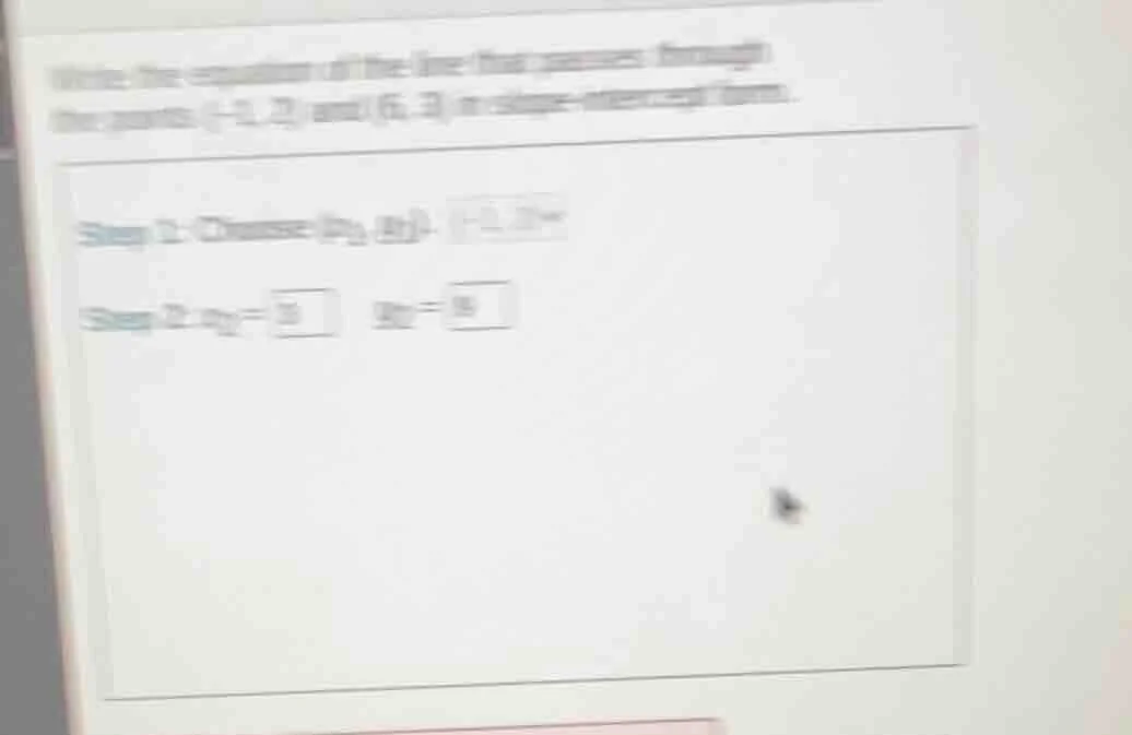 write the equation of the line that passes through the points (-1, 2) a…