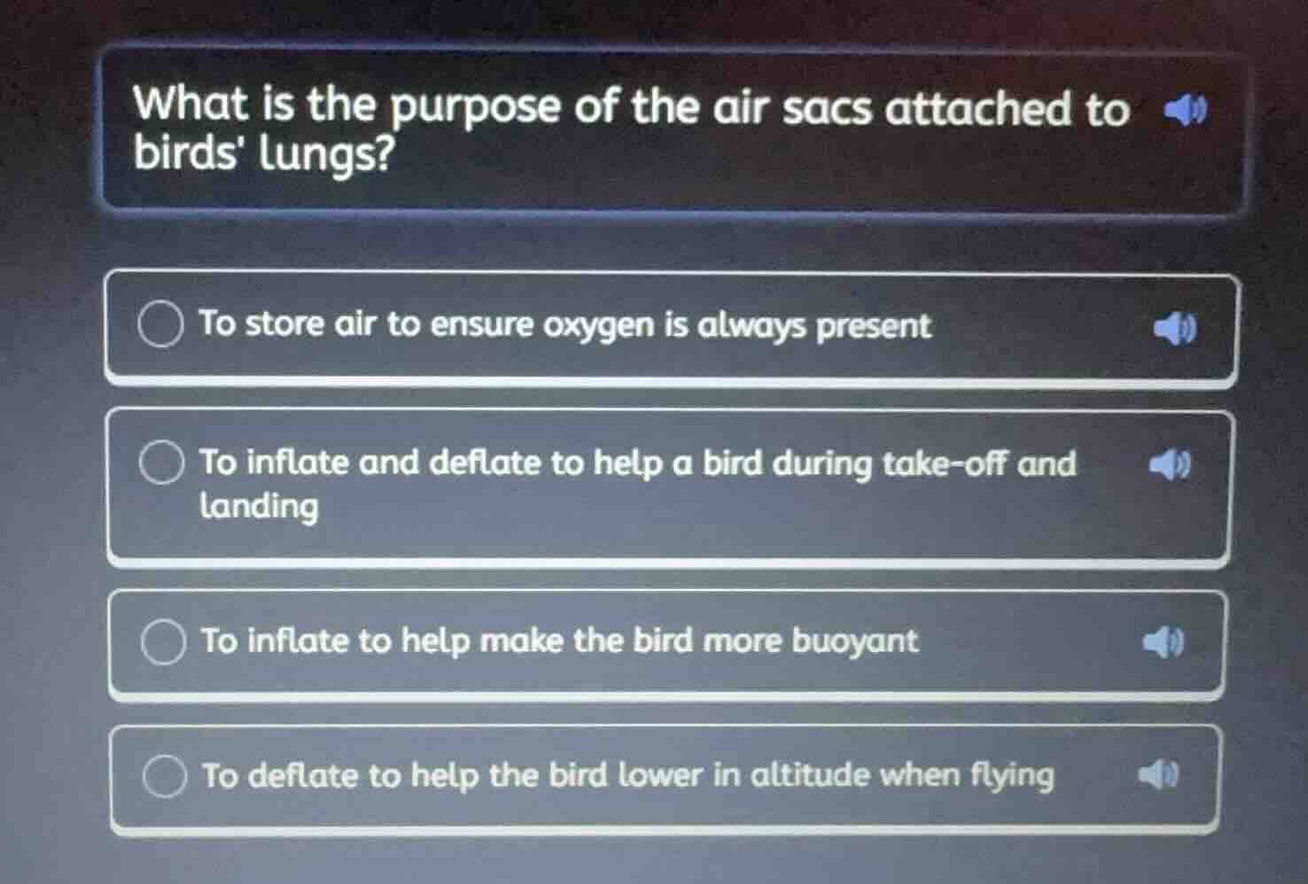 what is the purpose of the air sacs attached to birds lungs? to store a…