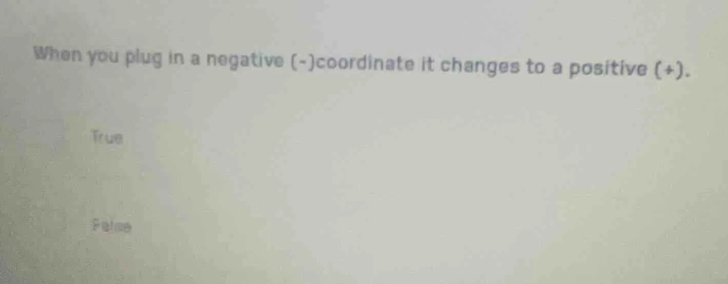 when you plug in a negative (-)coordinate it changes to a positive (+).…
