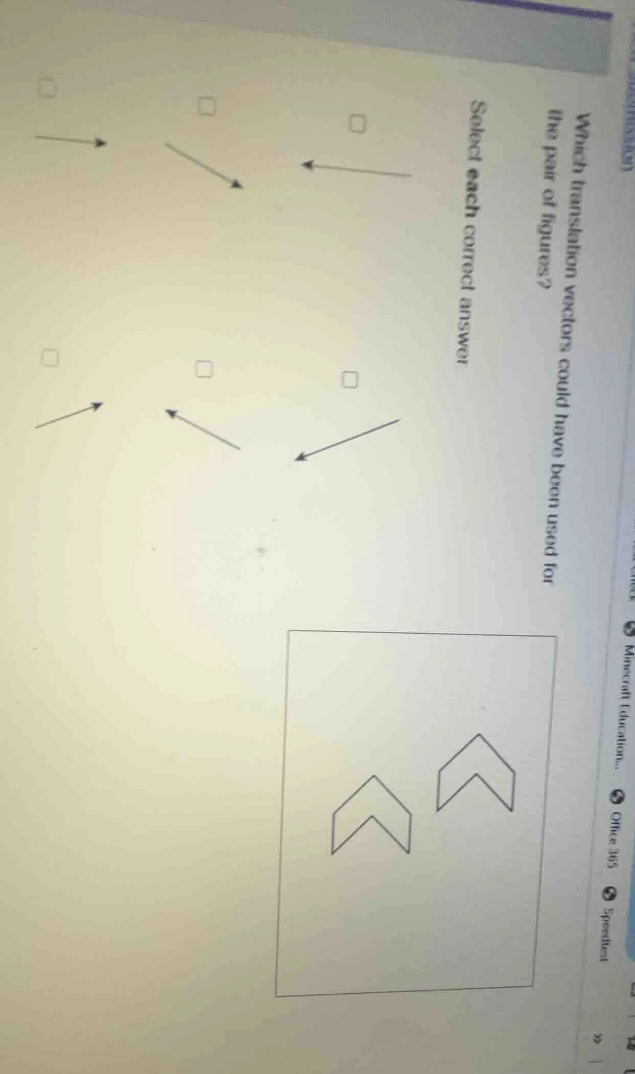 which translation vectors could have been used for the pair of figures?…