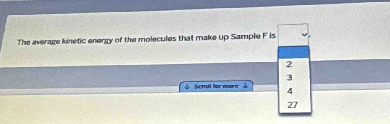 the average kinetic energy of the molecules that make up sample f is 2 …